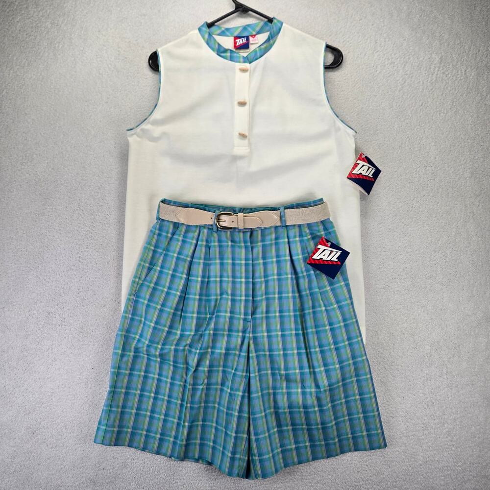 Vintage Tail Tennis Shorts Tank Top Set Womens M Plaid New with Tag